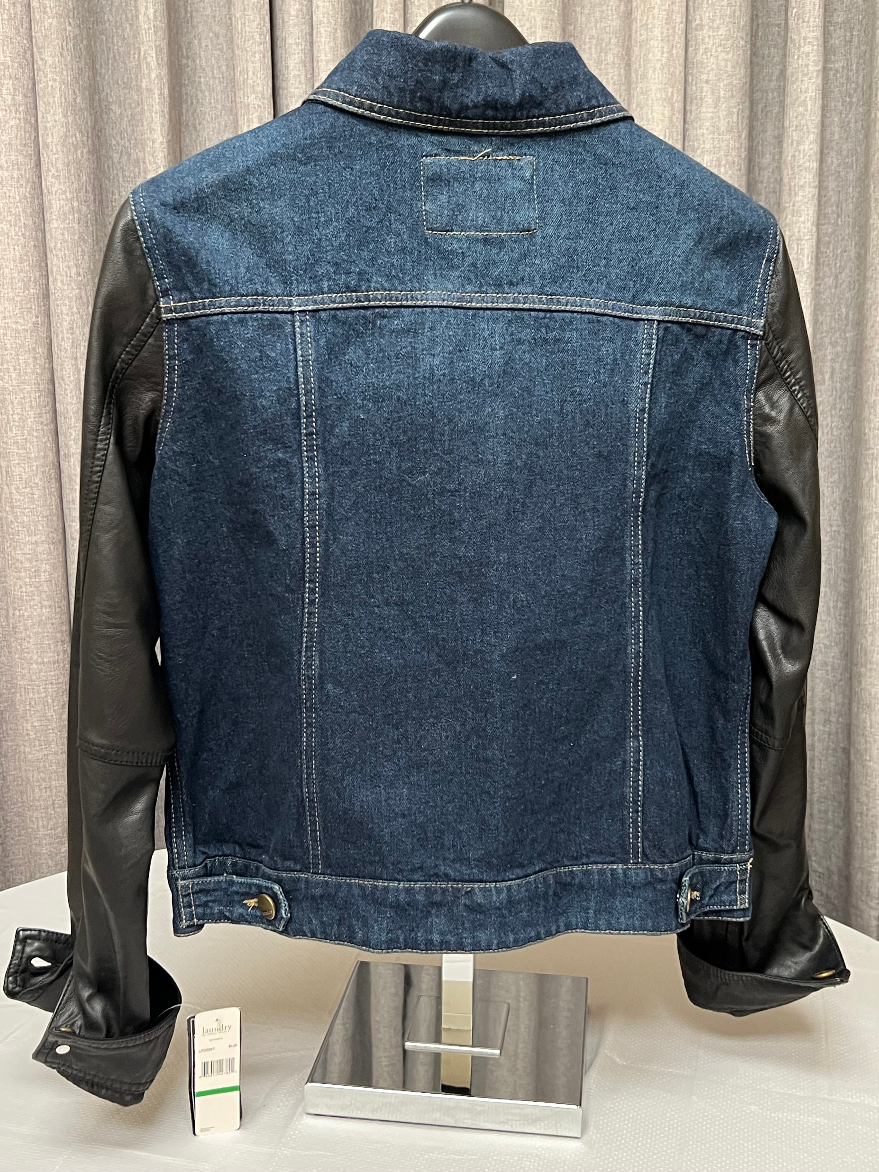 Harley Davidson Men's Denim & Leather Sleeve Button Up Jacket