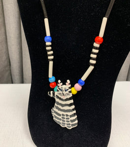 Ruby Z Striped Cat Ceramic Necklace