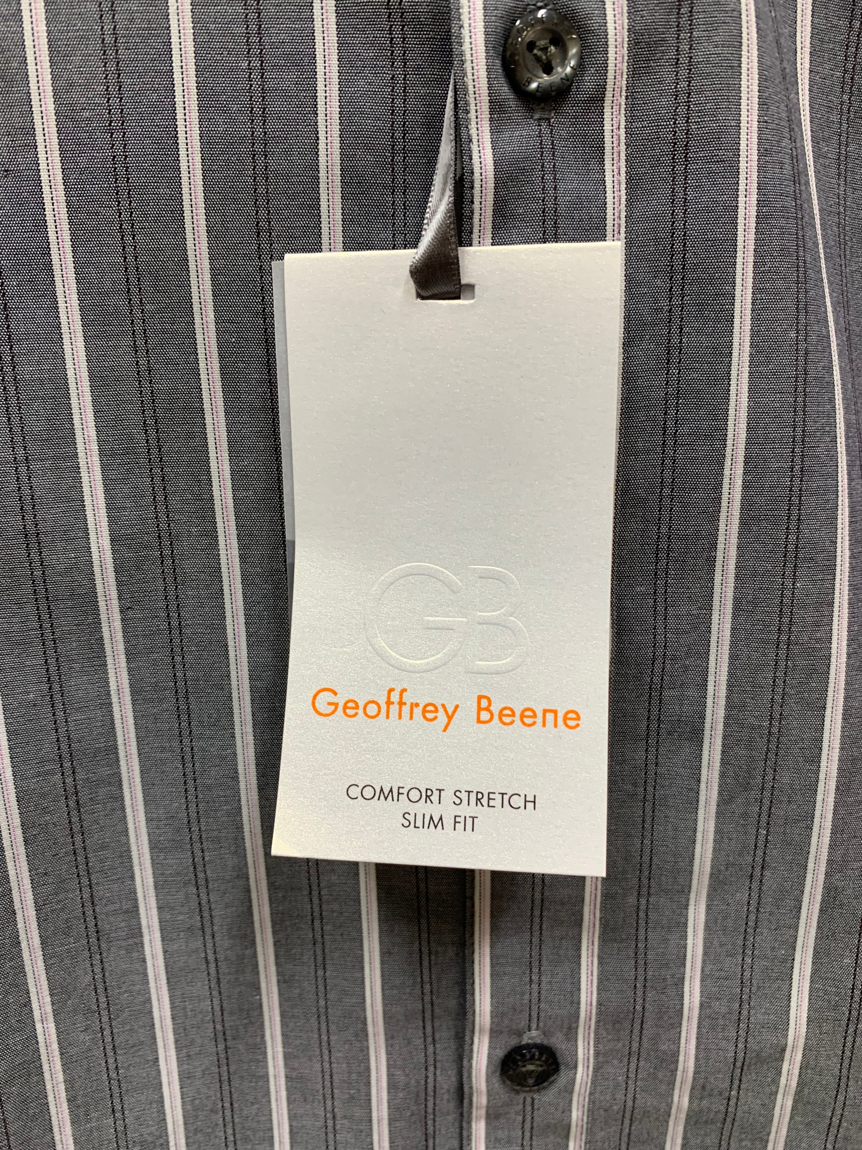 Geoffrey Beene Comfort Stretch Long Sleeve Dress Shirt / Size: L 16 32/33