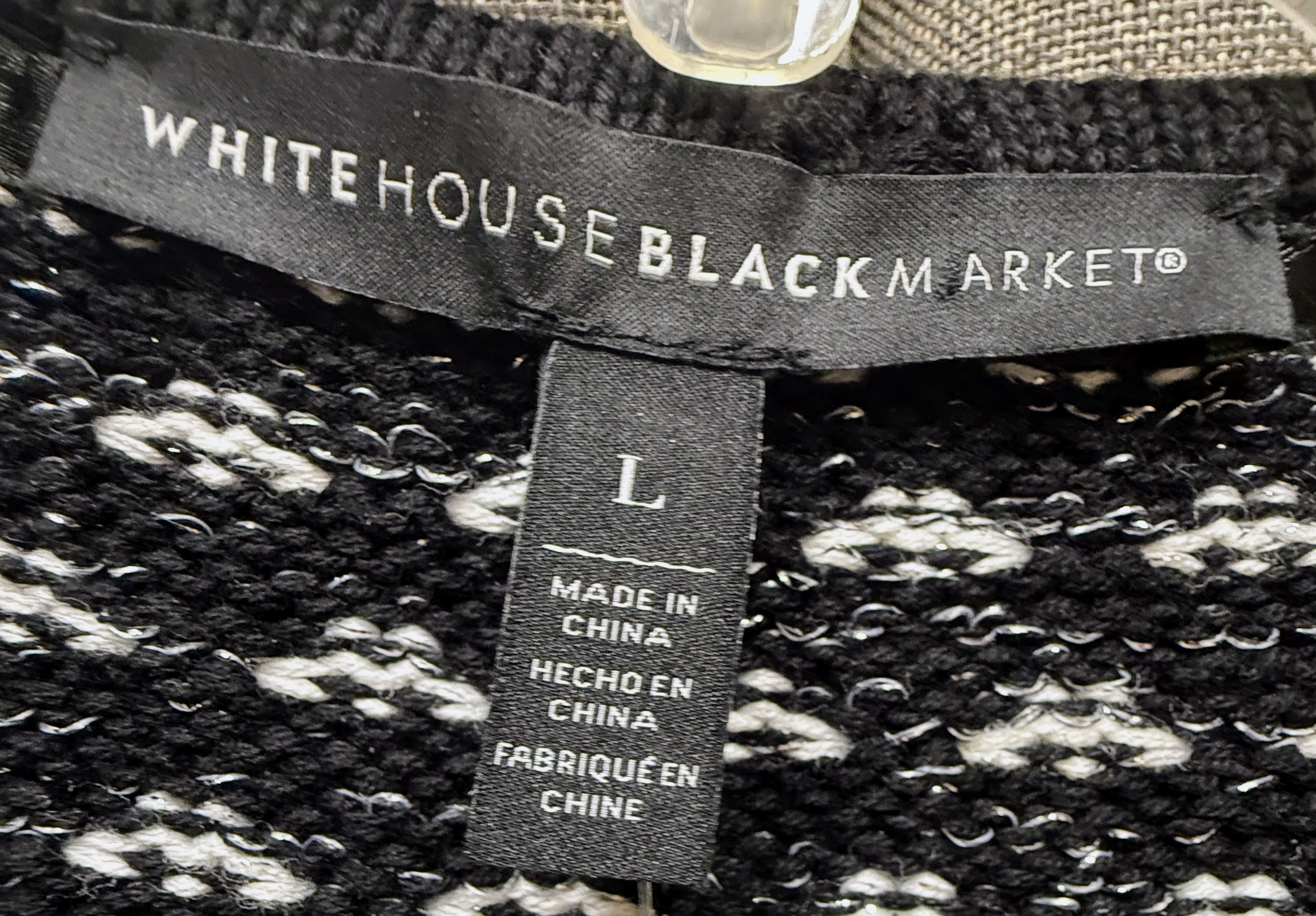 White House Black Market Black Ecru Jacket | Size Large