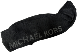 Michael Kors Solid Grey Knit Scarf with Studded Logo