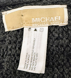 Michael Kors Solid Grey Knit Scarf with Studded Logo