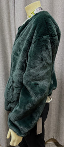 Sebby Collection Faux Fur Green Jacket | Size Large