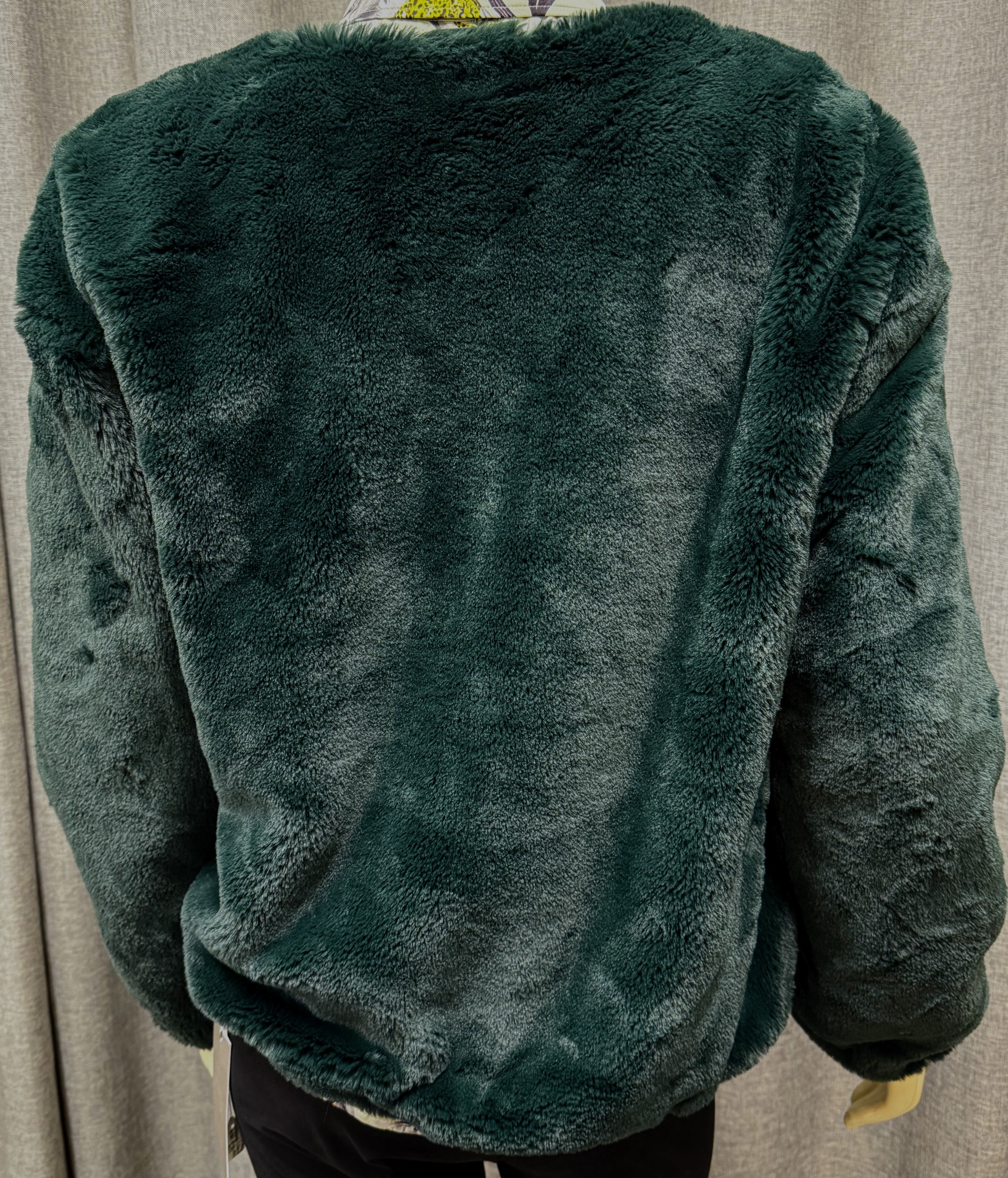 Sebby Collection Faux Fur Green Jacket | Size Large