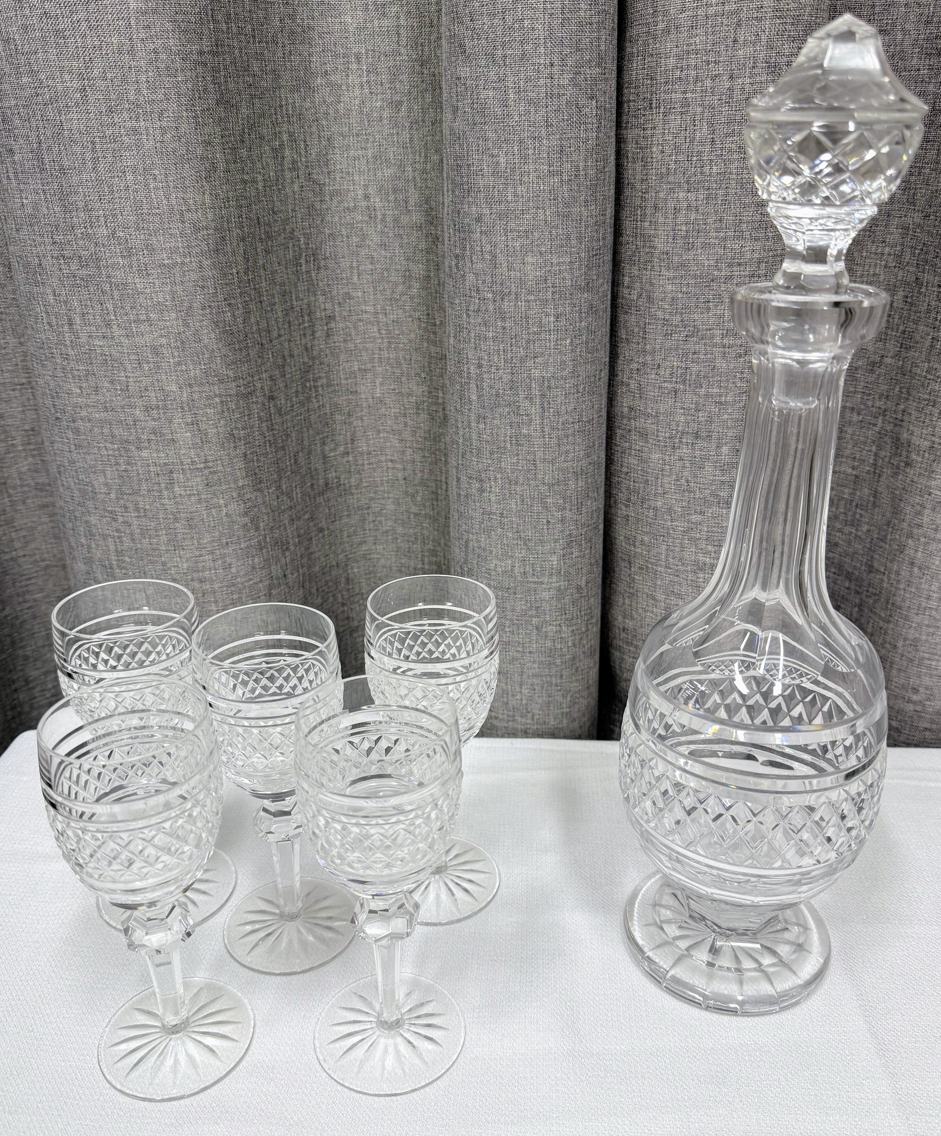 Waterford Lead Crystal Decanter with 5 glasses