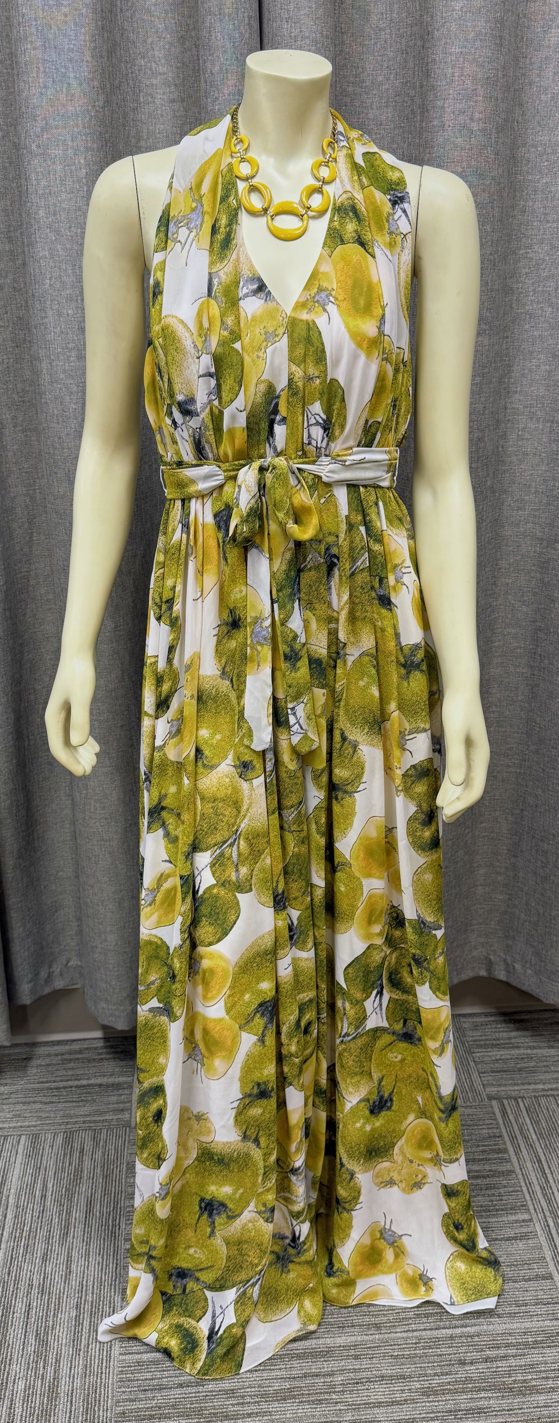 Akira Chicago Apple Print V-Neck Maxi Dress | Size Small