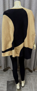 Chico's Black & Tan Poncho Sweater | Size L-XL