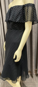 White House Black Market Dot Print Off-The-Shoulder Dress / Size 10