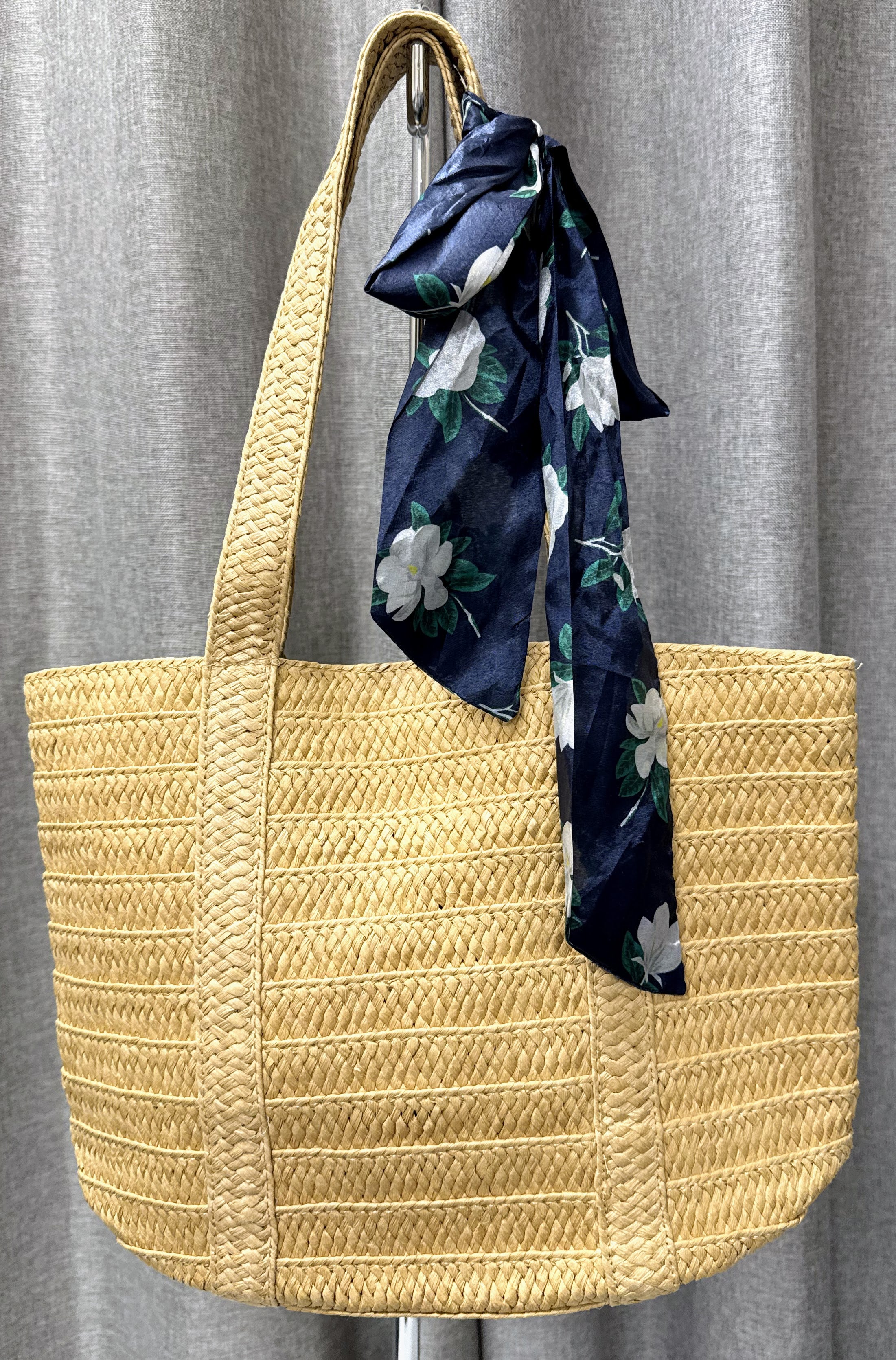 Draper James straw woven tote with floral scarf