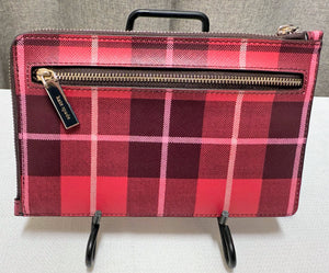 Kate Spade Staci Plaid Medium L-zip Wristlet