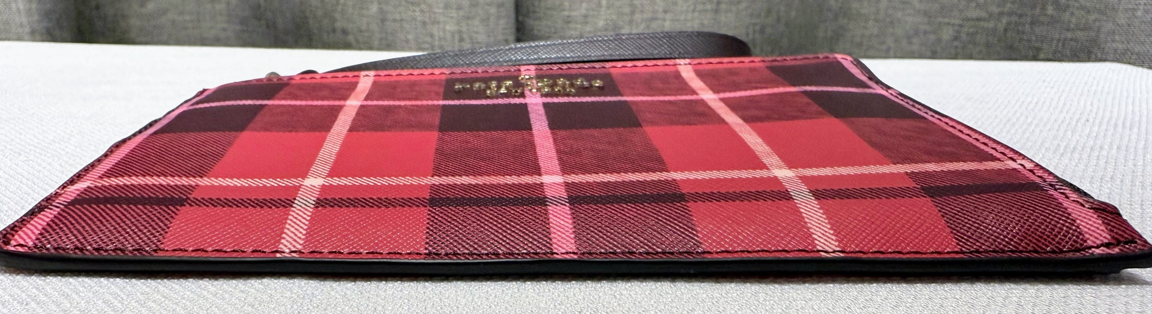 Kate Spade Staci Plaid Medium L-zip Wristlet