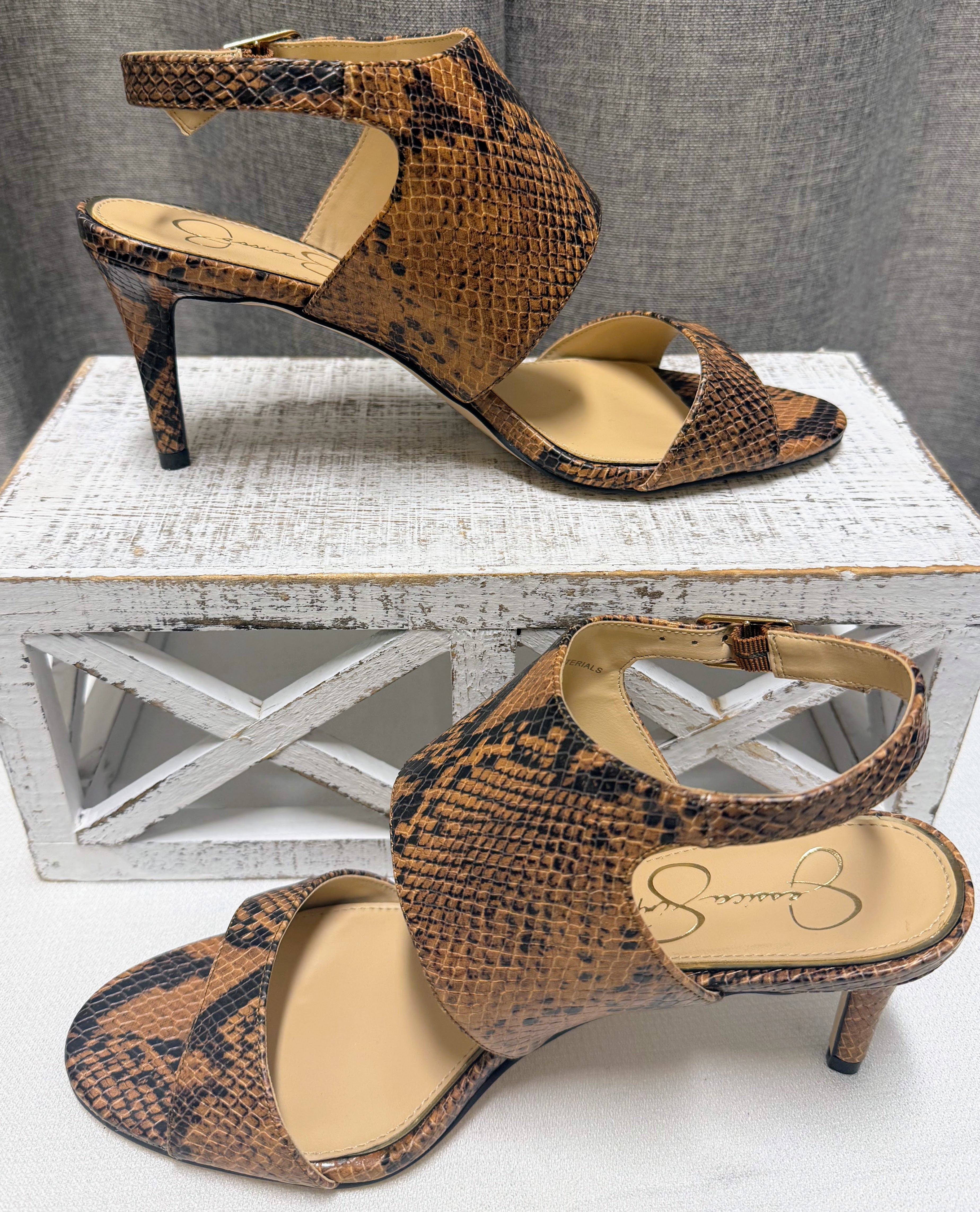 Jessica Simpson Elari Snakeskin Heels | Size 8.5