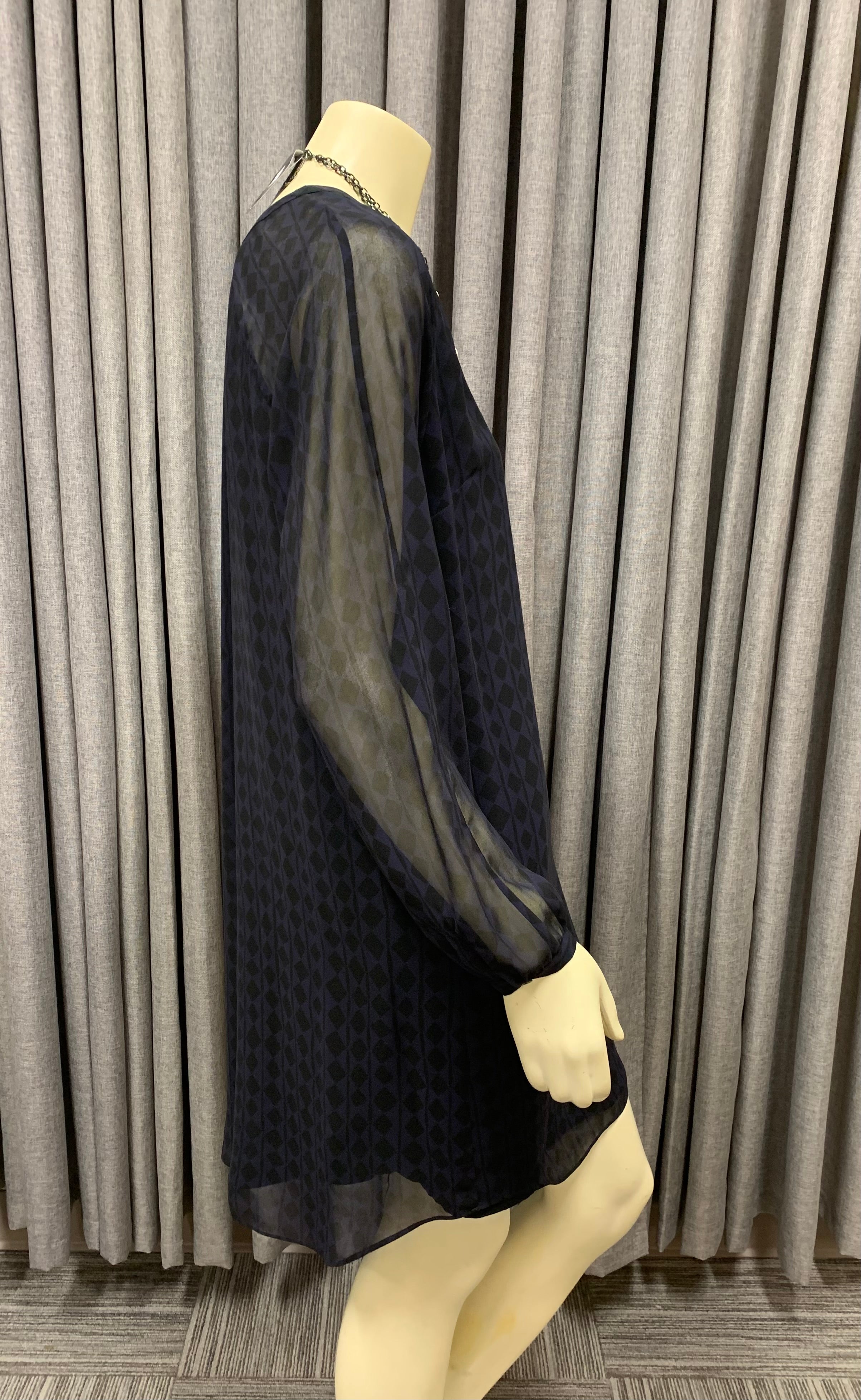 Cabi Harlequin Print Long Sleeve Shift Dress / Size S