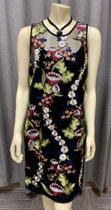 Karen Kane Wine Country Black-Multi Floral Embroidered Net Dress / Size 12