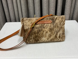 COPPERDOT Walnut & Brown Hide Zippy Clutch & Leather Strap