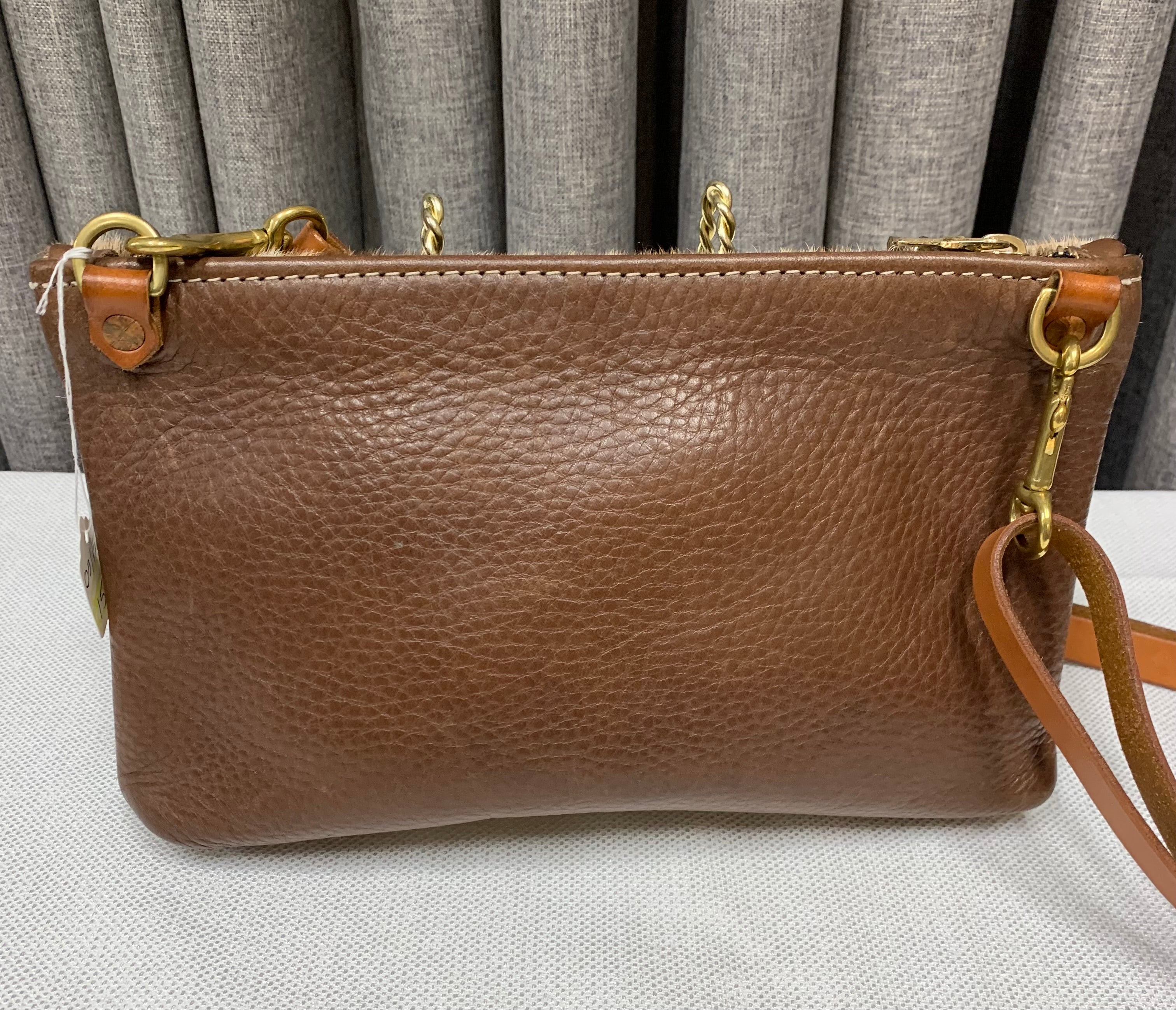 COPPERDOT Walnut & Brown Hide Zippy Clutch & Leather Strap