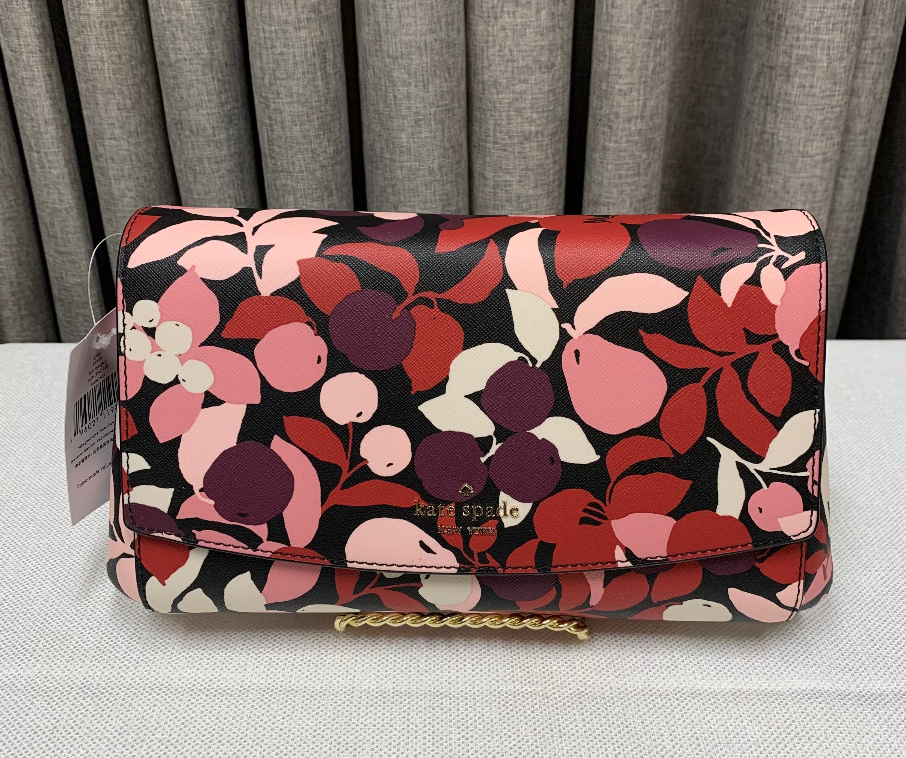 Kate Spade Laurel Way Greer Fruit Foliage Pink Multi Crossbody Handbag