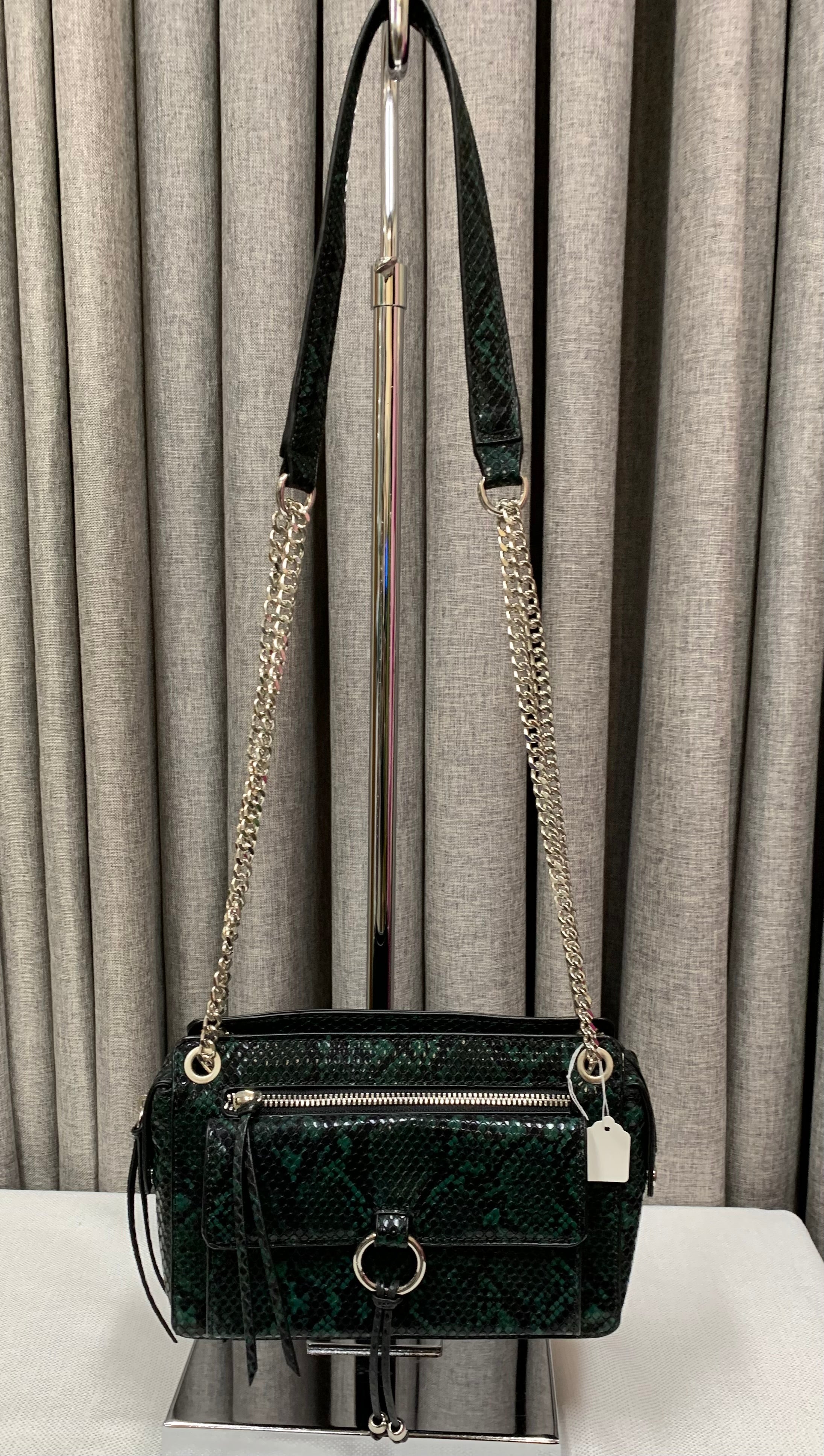 Topshop Emerald Green Snakeskin Print Crossbody Handbag