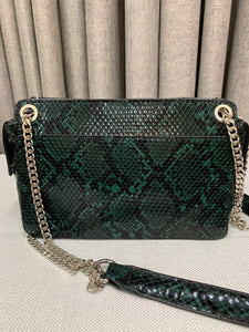 Topshop Emerald Green Snakeskin Print Crossbody Handbag