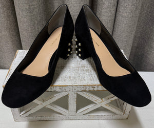 Stuart Weitzmann Studded Block Heel Suede Pumps | Size 8