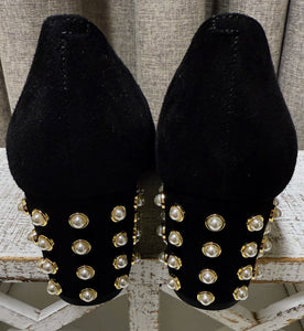 Stuart Weitzmann Studded Block Heel Suede Pumps | Size 8