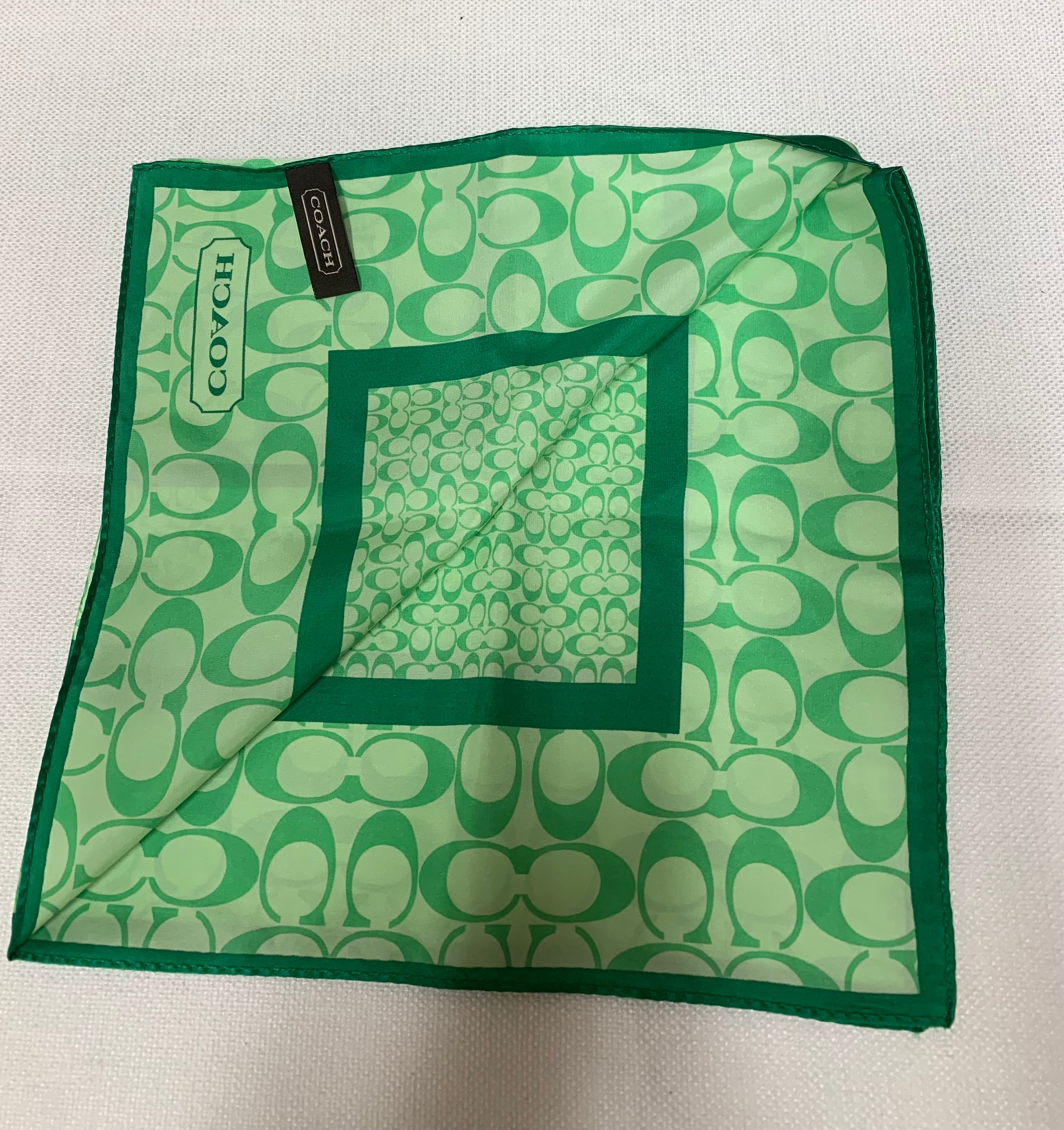 COACH 100% Silk Square Scarf Signature CC Logo