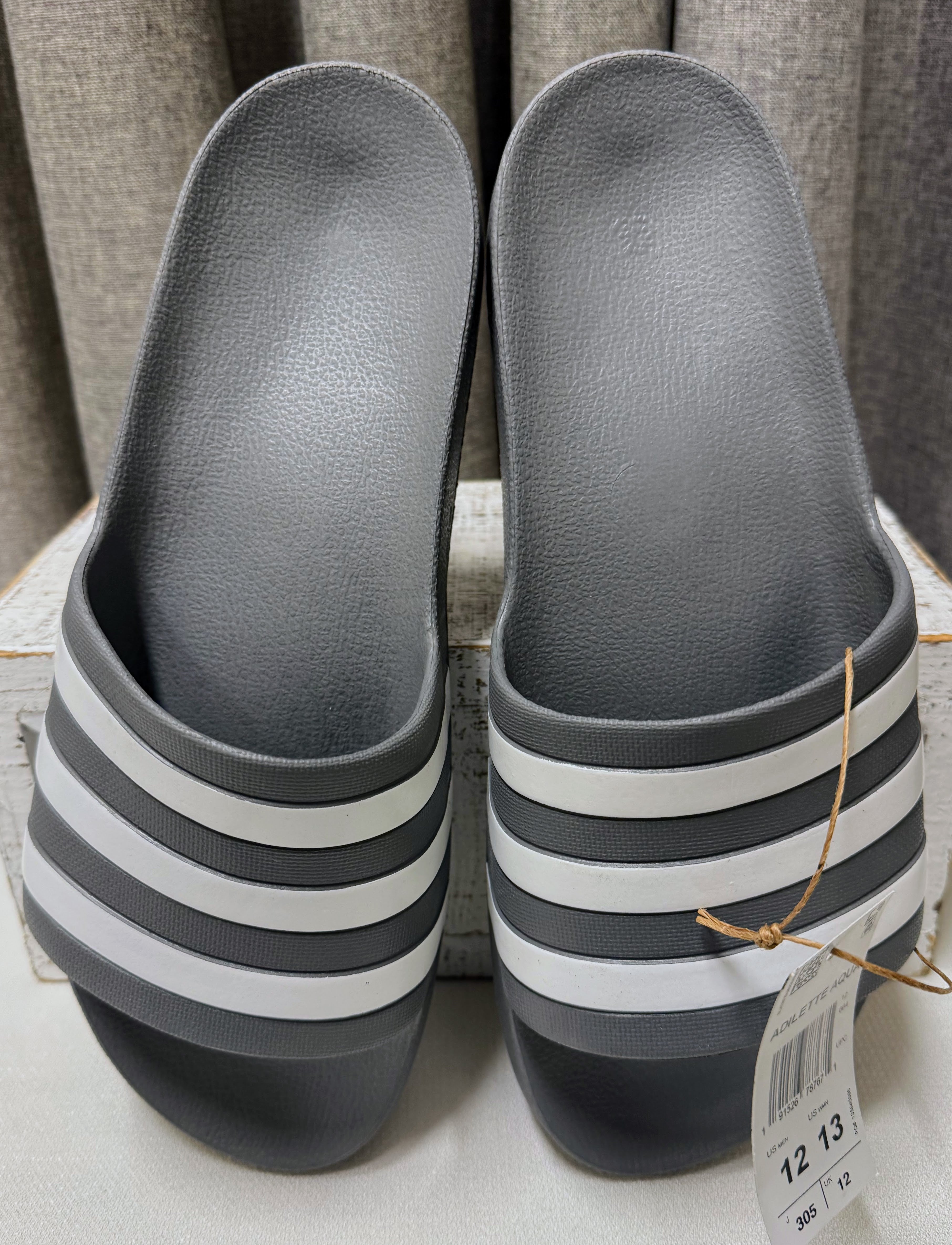 Adidas Adilette Grey/White Unisex Slip-on's | Size 12M/13W