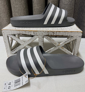 Adidas Adilette Grey/White Unisex Slip-on's | Size 12M/13W