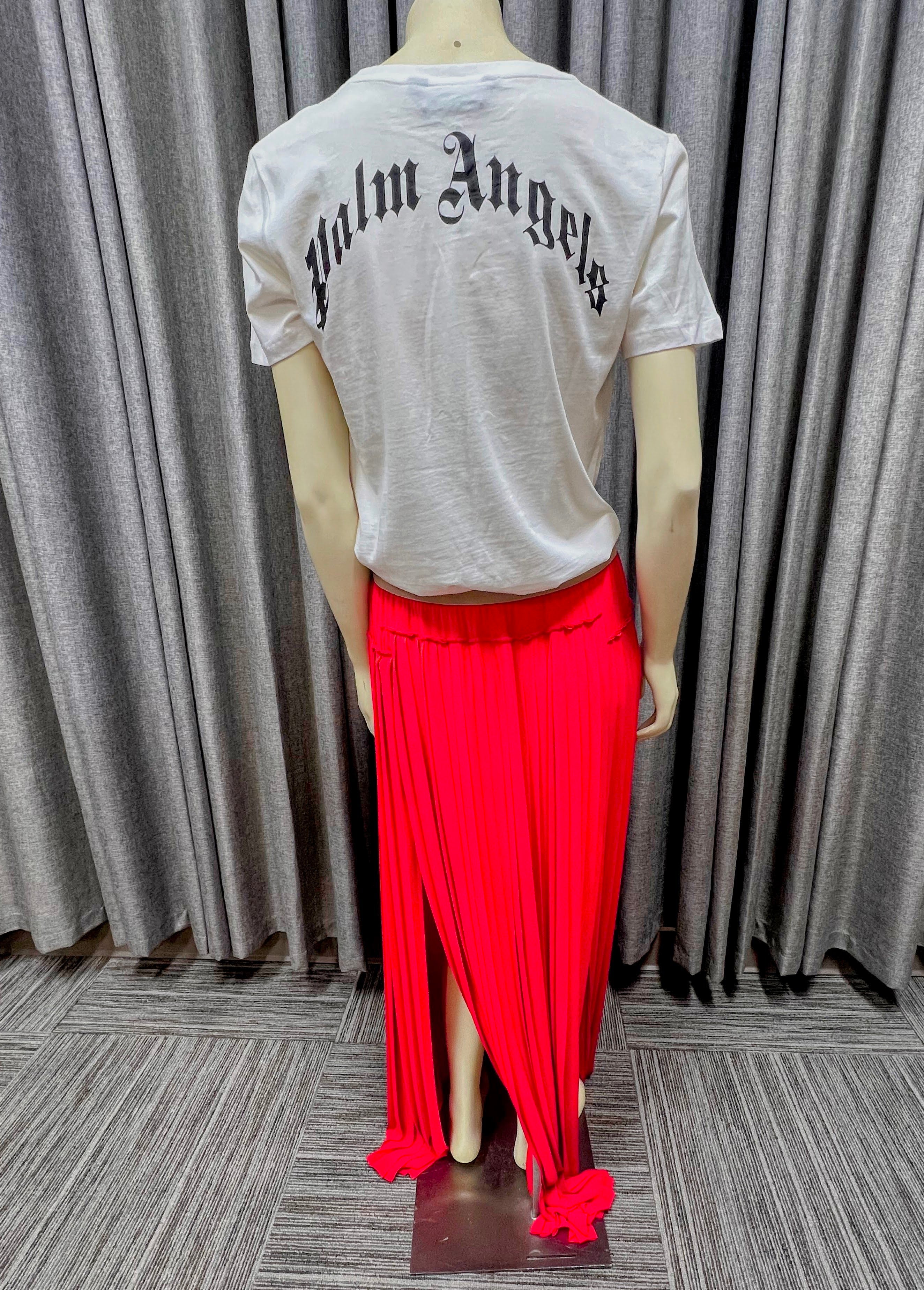 BCBGMazAzria Dillon Red Berry Pleated Skirt with Slits | Size S