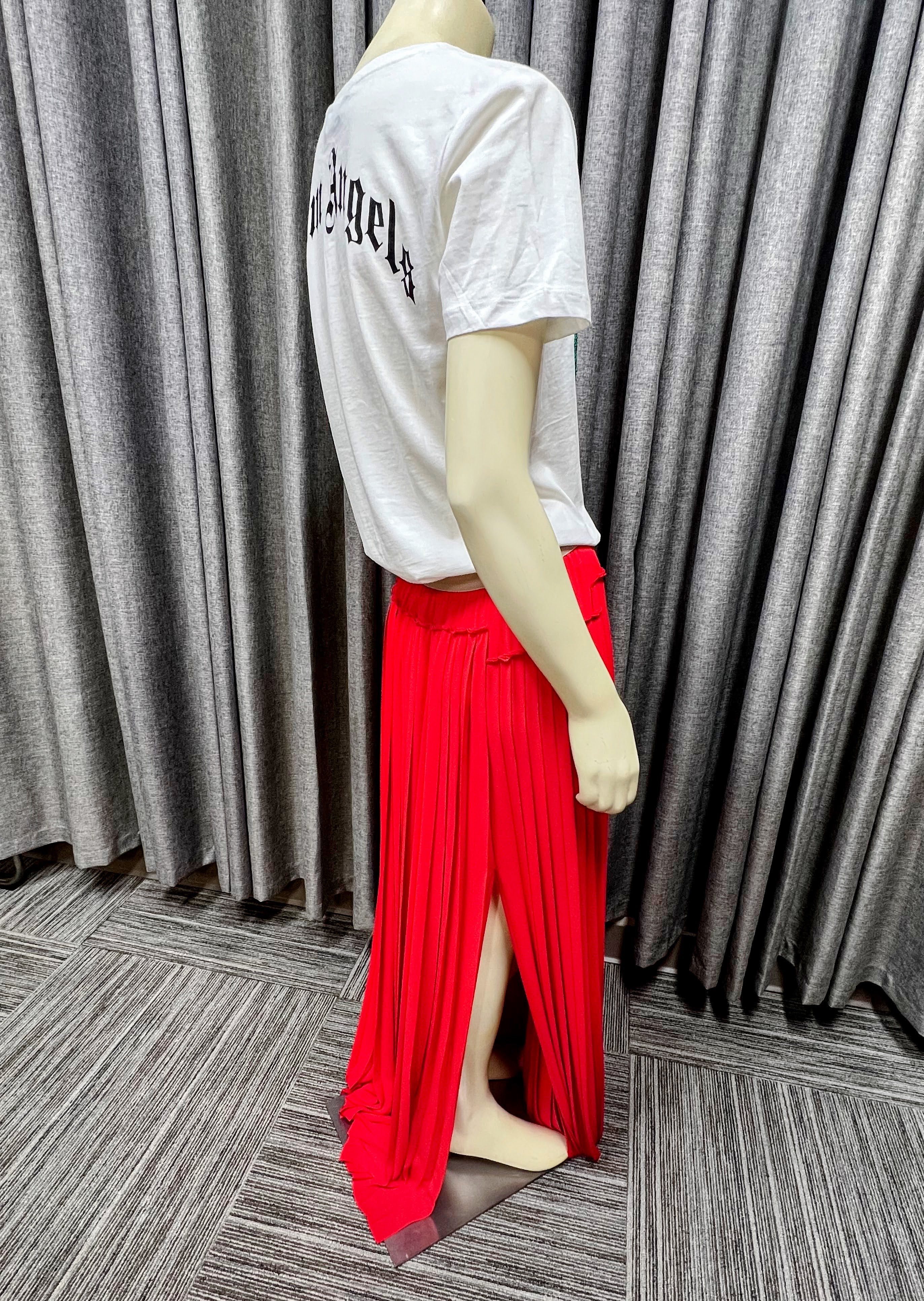 BCBGMazAzria Dillon Red Berry Pleated Skirt with Slits | Size S