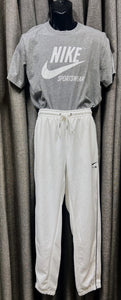 Men's White Nike Air Standard Fit Tapered Leg Regular Length Pants | Size L