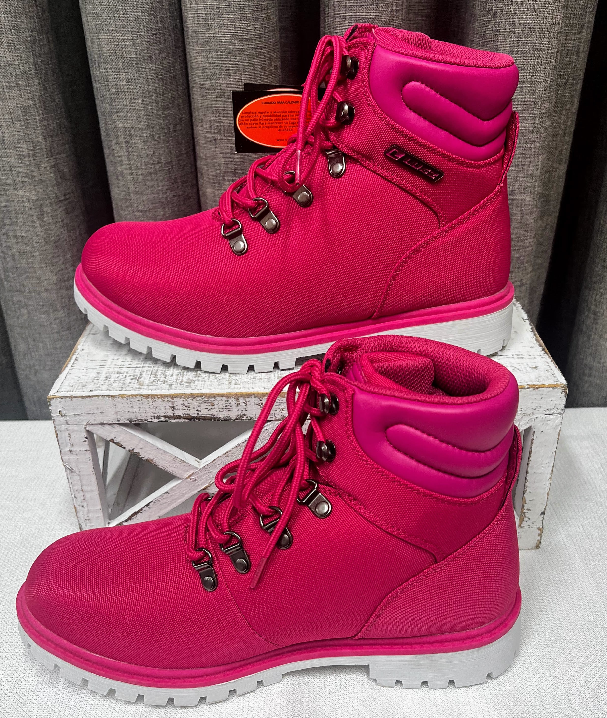 Lugz Grotto II Deep Pink Lace Up Boot Size 9.5 Neat Repeats Resale Online