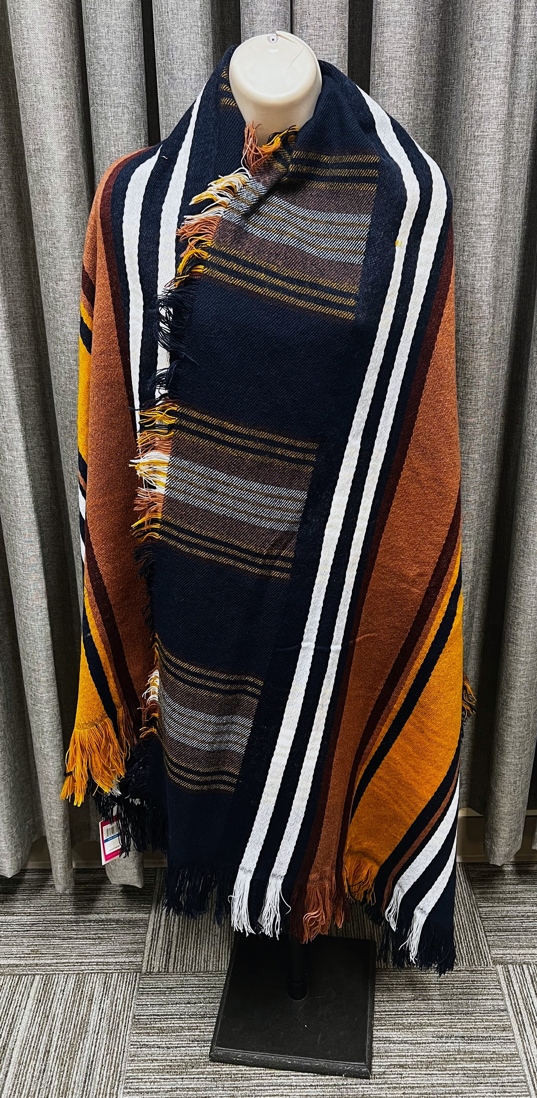 Vince Camuto Racing Stripe Plaid Blanket Wrap