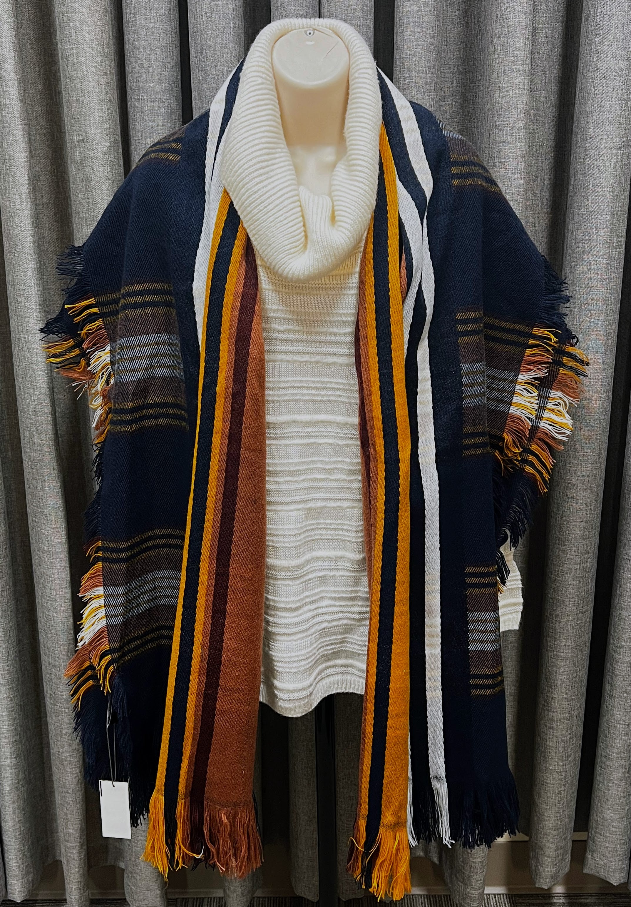 Vince Camuto Racing Stripe Plaid Blanket Wrap