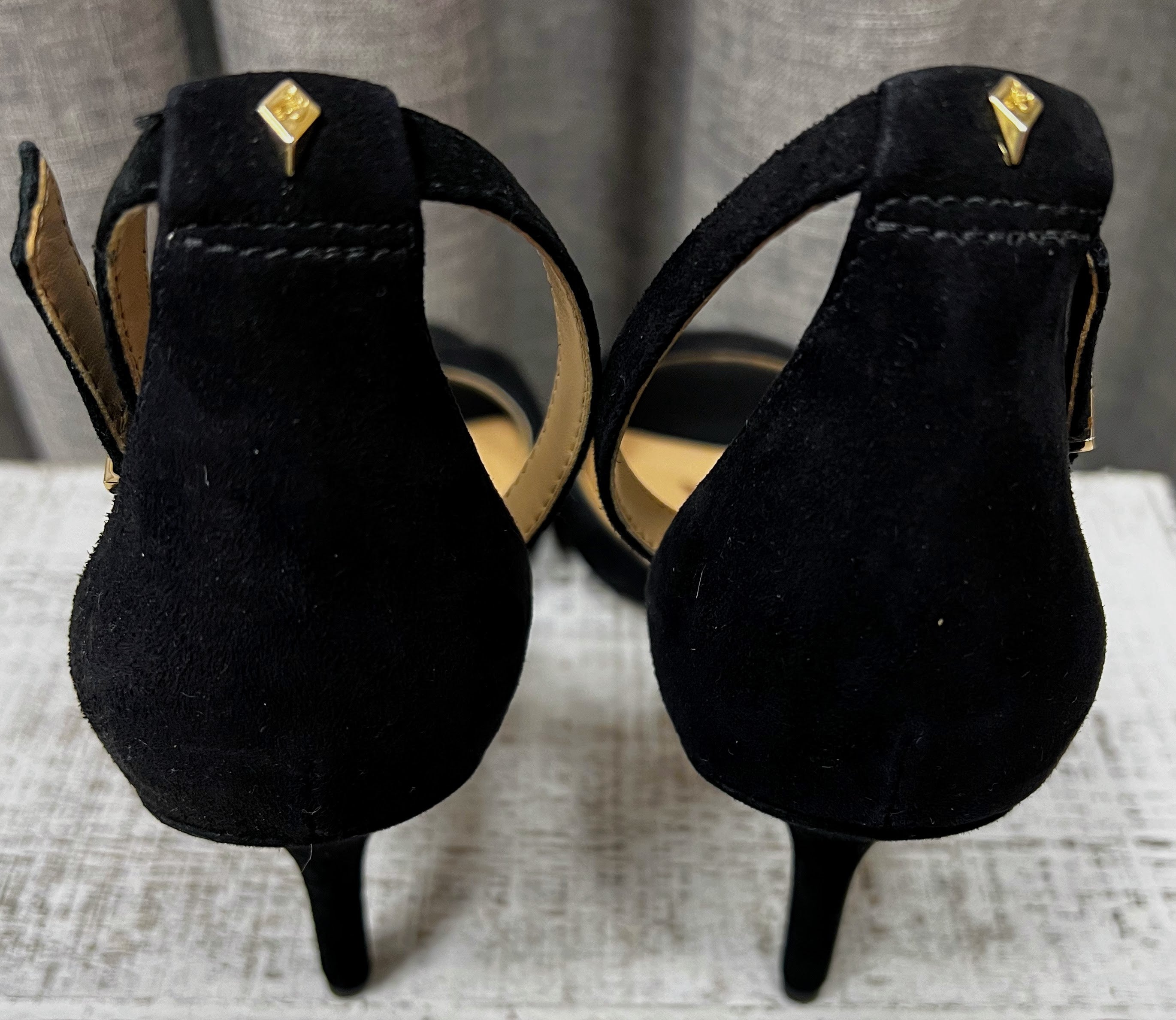 Sam Edelman Ariella Ankle Strap Black Suede Stiletto Heels | Size 6.5