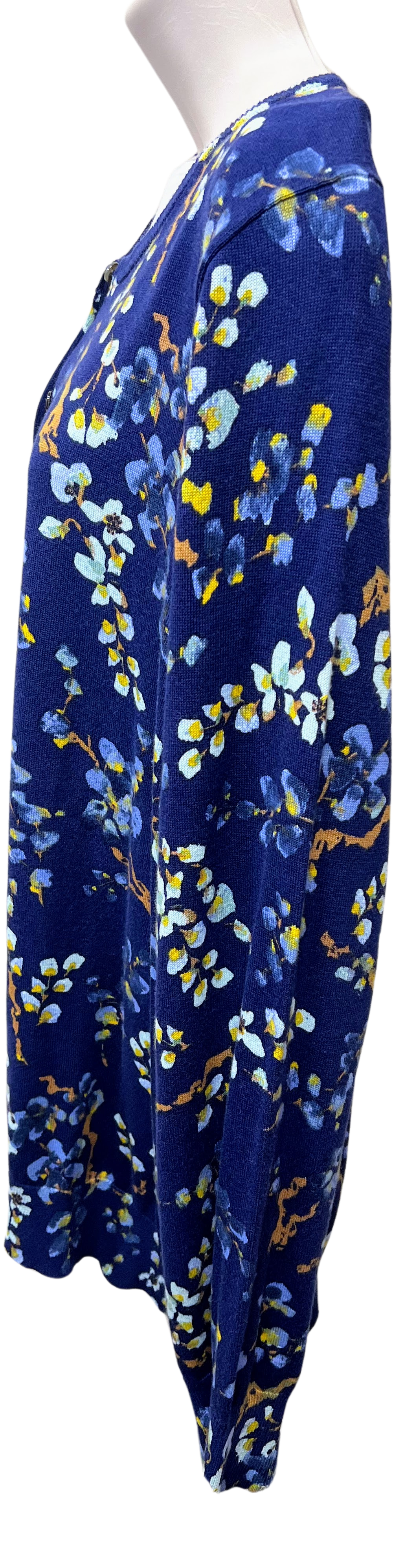 Land's End Midnight Indigo Floral Cardigan | Size 3X