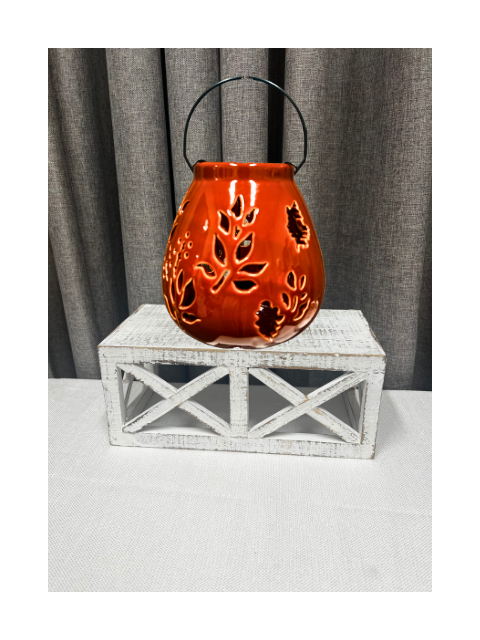 Yankee Candle Pumpkin Holder and Autumn Leaves Tea Light Candle Holder