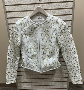Cache White and Gold Leather Jacket / Size 4